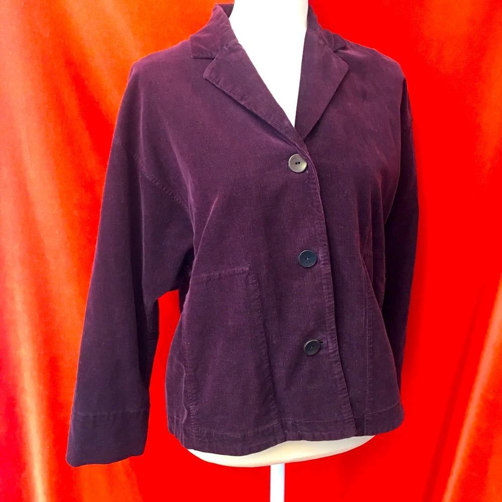 Oska relaxed corduroy jacket 3/4 sleeve in burgundy size 3 or us 10 12